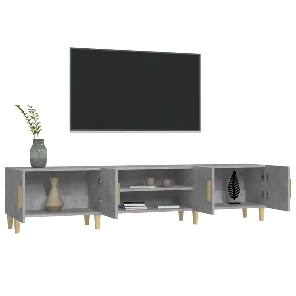 TV Cabinet Grey Engineered Wood Storage Unit 4 Compartments 4 Doors Media