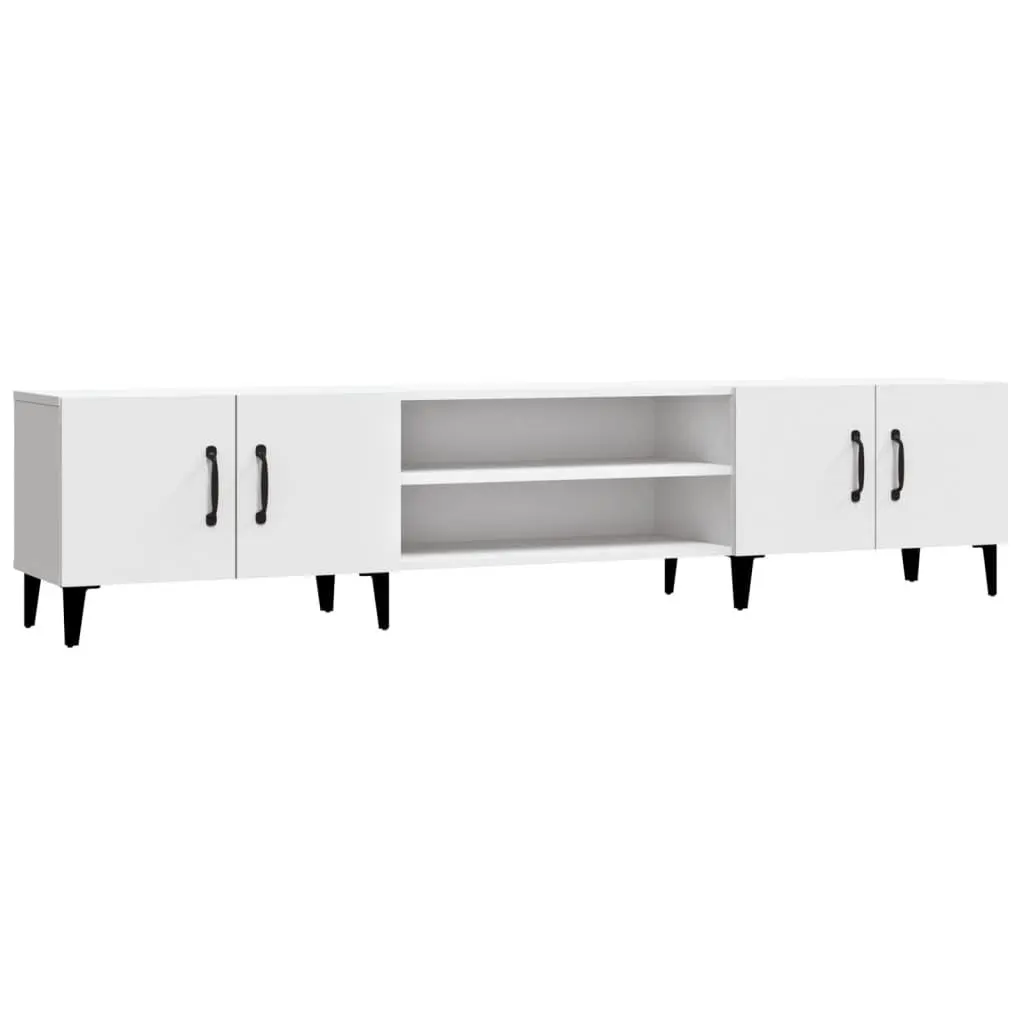TV Cabinet Storage Unit 4 Door 4 Compartment Engineered Wood White