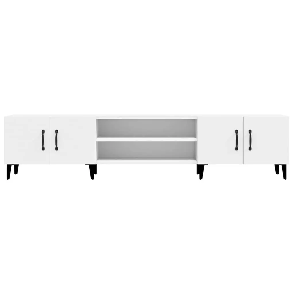 TV Cabinet Storage Unit 4 Door 4 Compartment Engineered Wood White