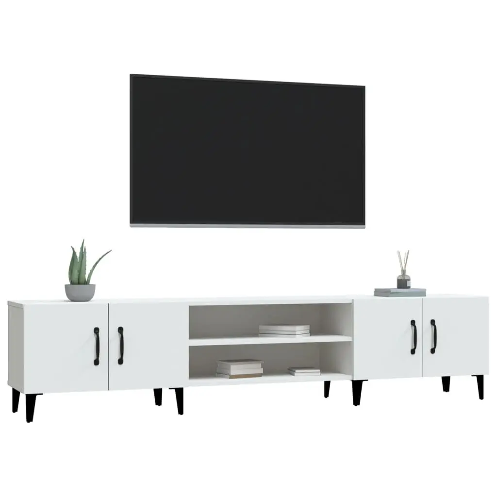 TV Cabinet Storage Unit 4 Door 4 Compartment Engineered Wood White