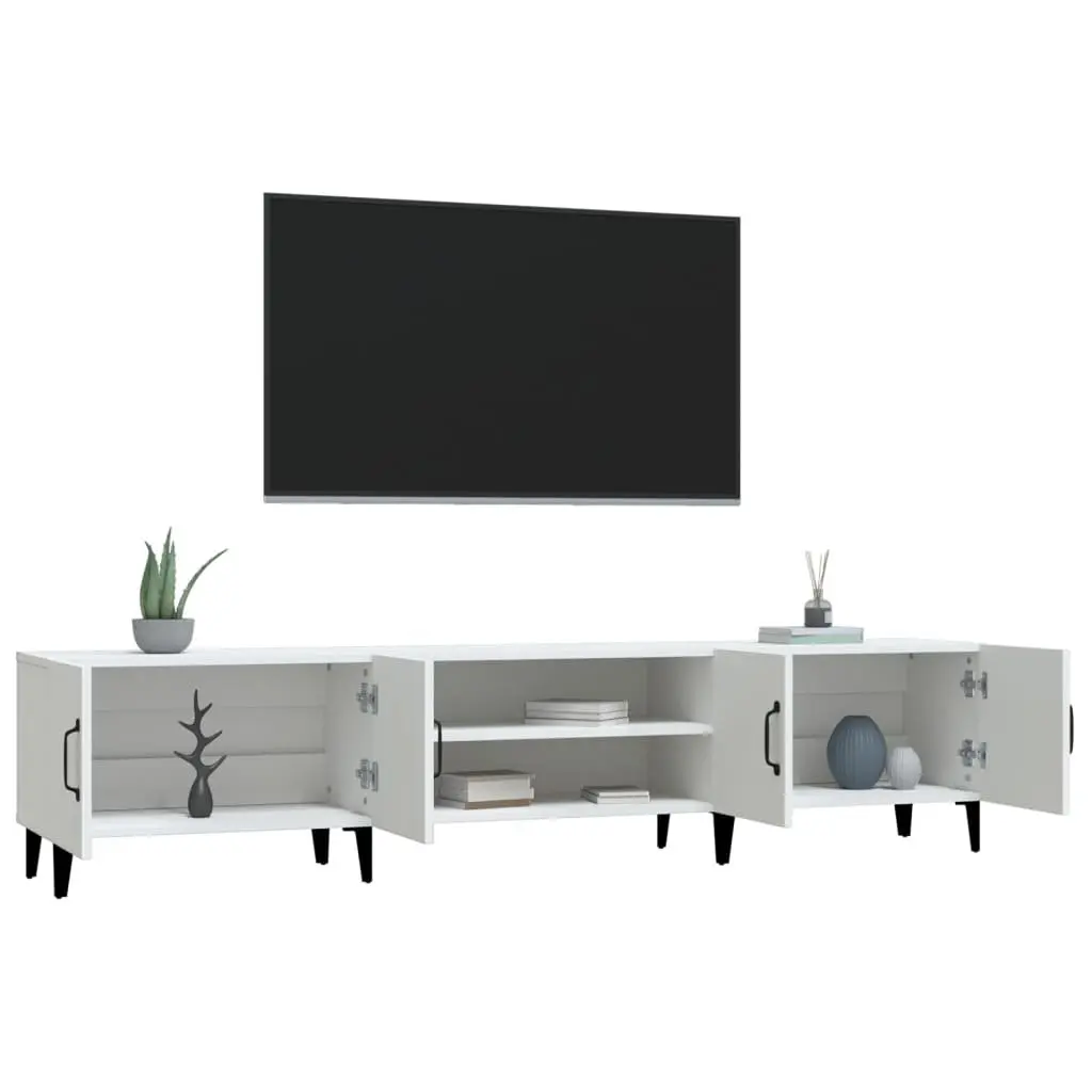 TV Cabinet Storage Unit 4 Door 4 Compartment Engineered Wood White
