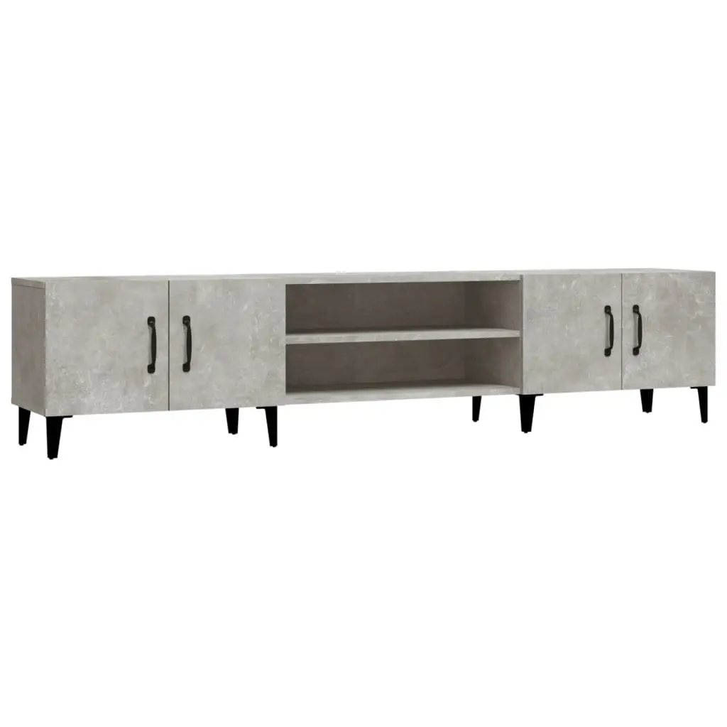TV Cabinet Storage Unit Grey Engineered Wood 4 Door 4 Compartment Display Stand