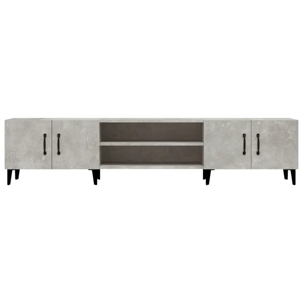 TV Cabinet Storage Unit Grey Engineered Wood 4 Door 4 Compartment Display Stand
