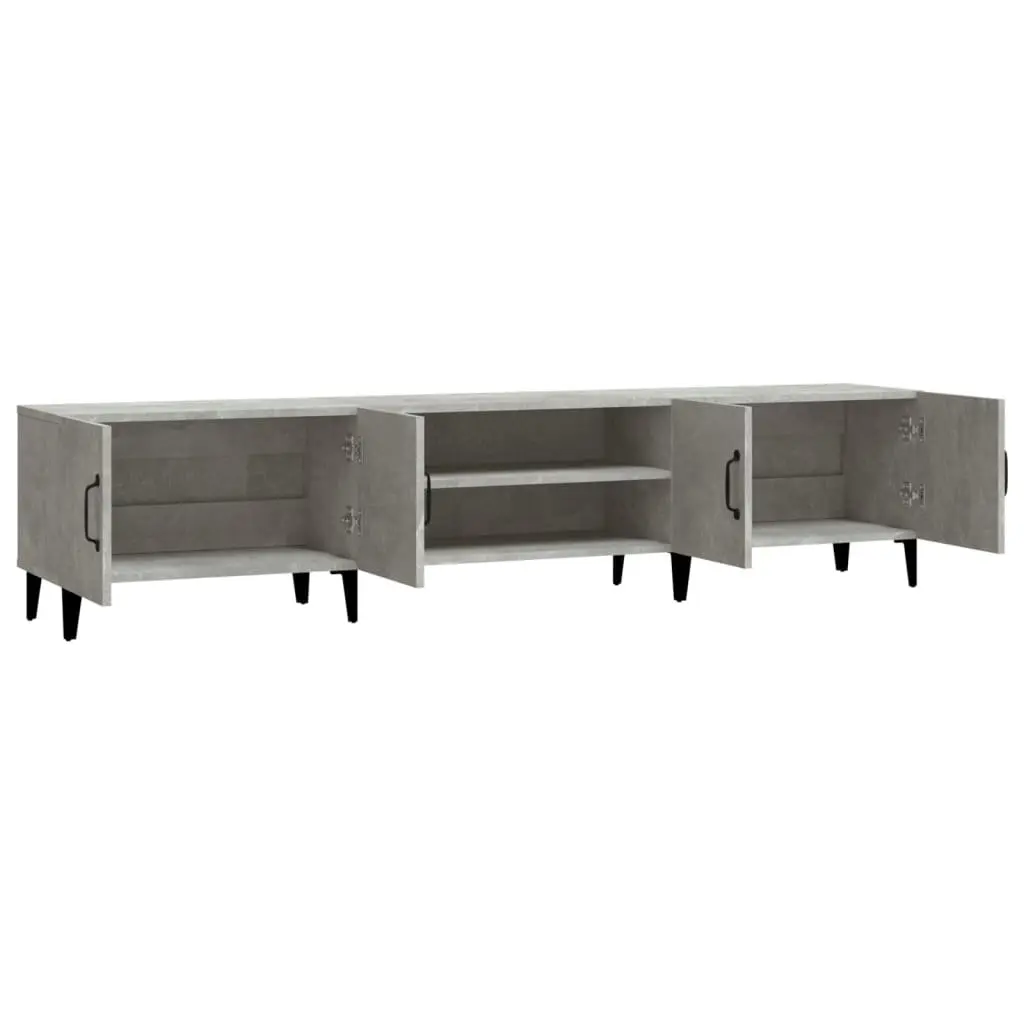 TV Cabinet Storage Unit Grey Engineered Wood 4 Door 4 Compartment Display Stand