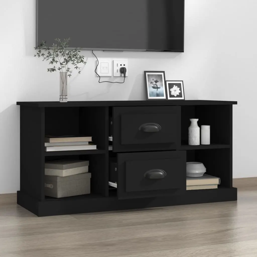 TV Cabinet Storage Unit Black 99.5x35.5x48 cm with Drawers and Shelves