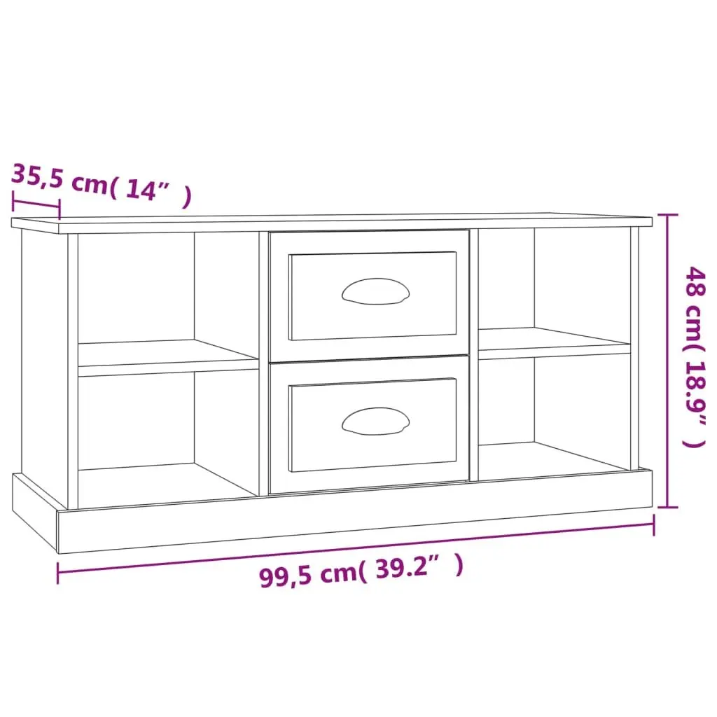 TV Cabinet Storage Unit Black 99.5x35.5x48 cm with Drawers and Shelves