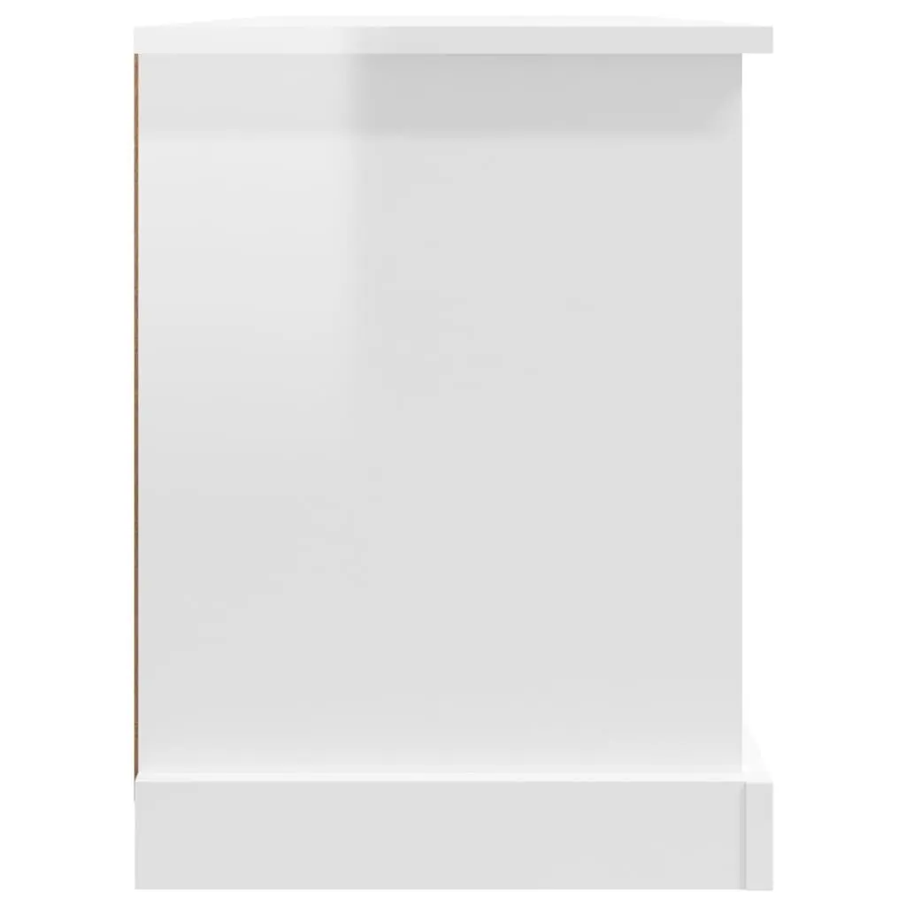 TV Cabinet High Gloss White Storage Unit with Drawers and Open Shelves