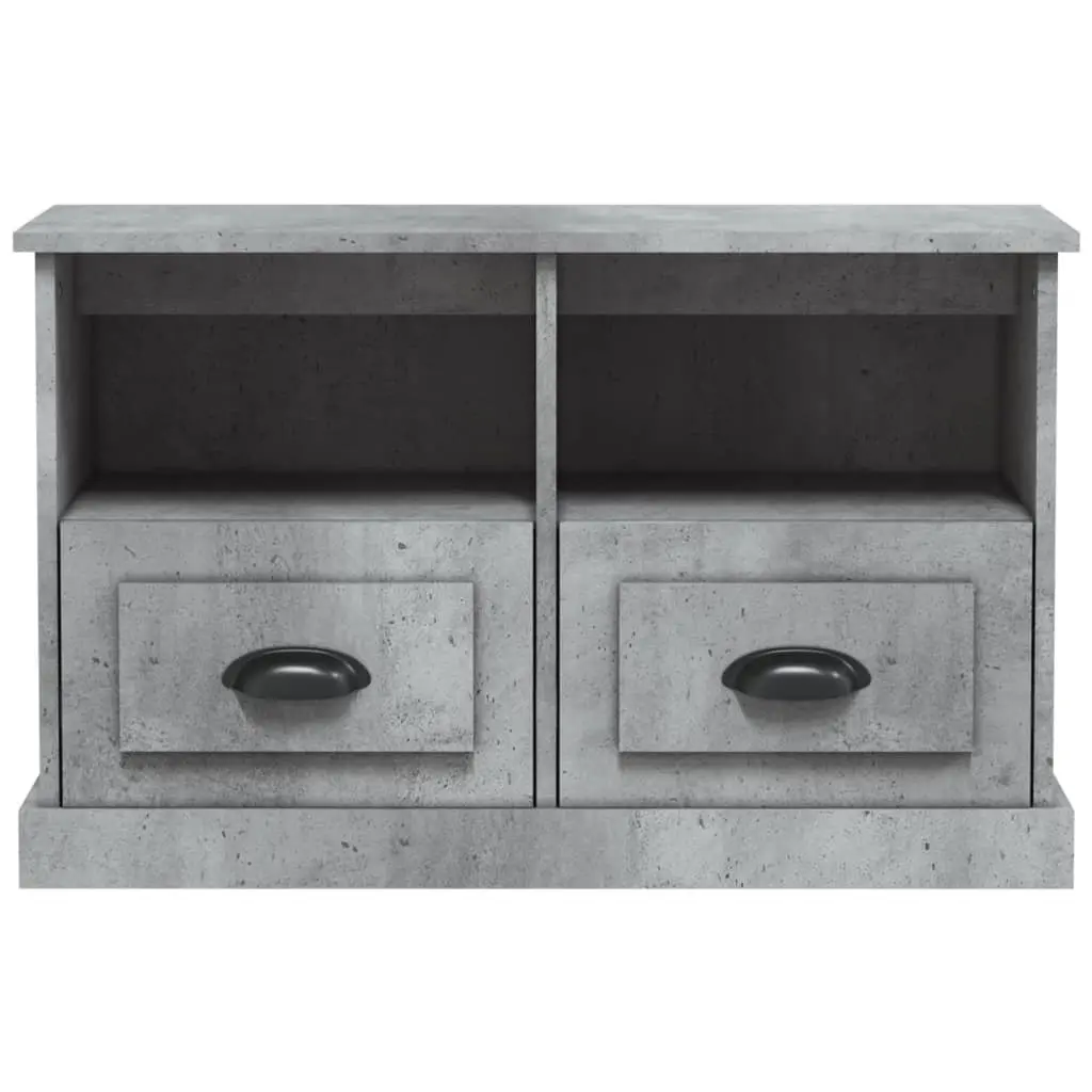 TV Cabinet Storage Unit Grey 2 Drawers 2 Open Compartments Engineered Wood