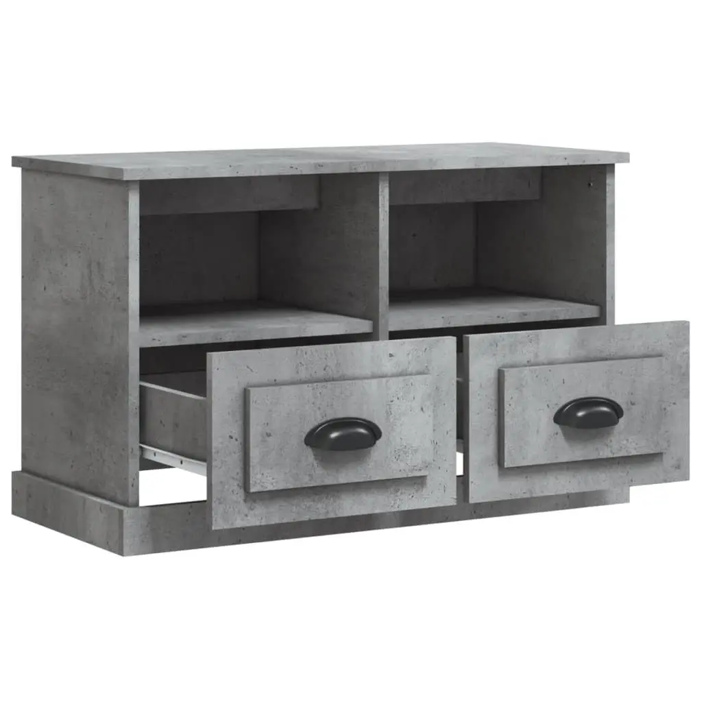 TV Cabinet Storage Unit Grey 2 Drawers 2 Open Compartments Engineered Wood