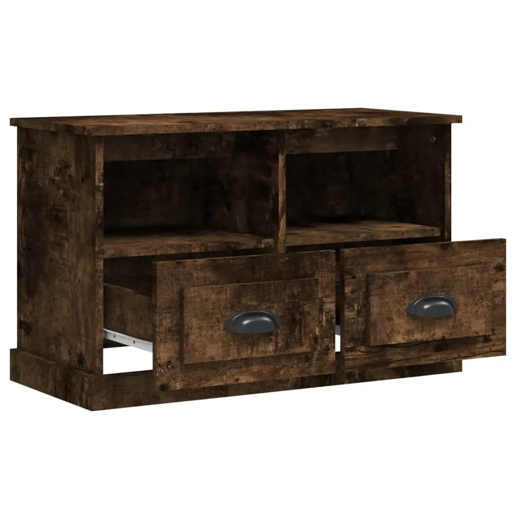 TV Cabinet Storage Unit with Drawers and Open Compartments 80cm Brown Engineered Wood