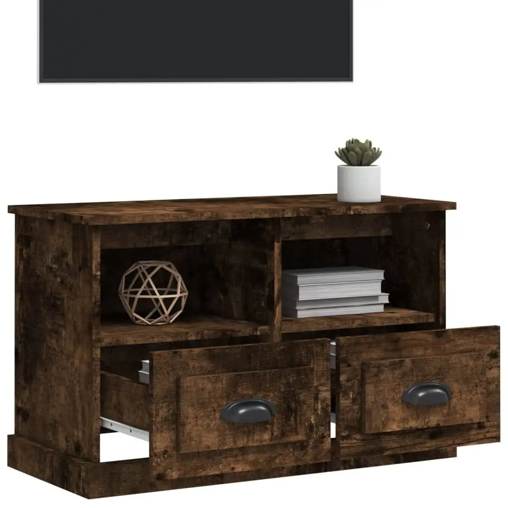 TV Cabinet Storage Unit with Drawers and Open Compartments 80cm Brown Engineered Wood