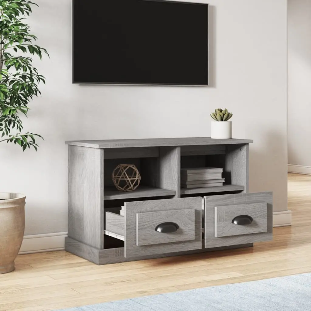 TV Cabinet Grey Sonoma 80x35x50cm Engineered Wood Storage Unit Drawers