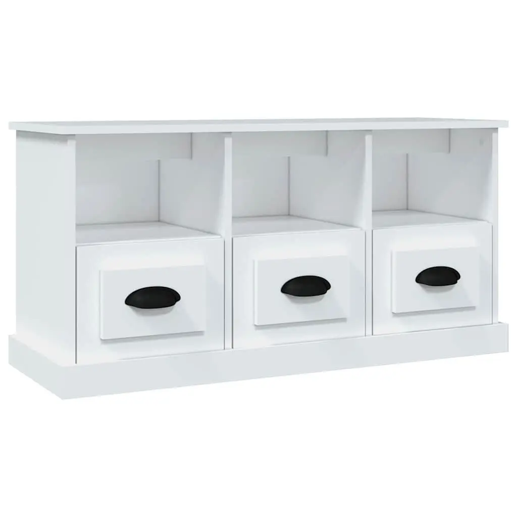 TV Cabinet White 100x35x50 cm Storage Unit with Drawers Open Compartments