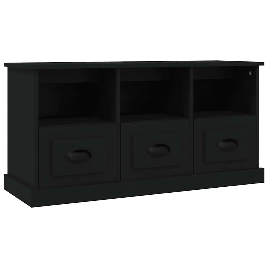 TV Cabinet Black Engineered Wood Storage Display Stand with Drawers 100 x 35 x 50 cm