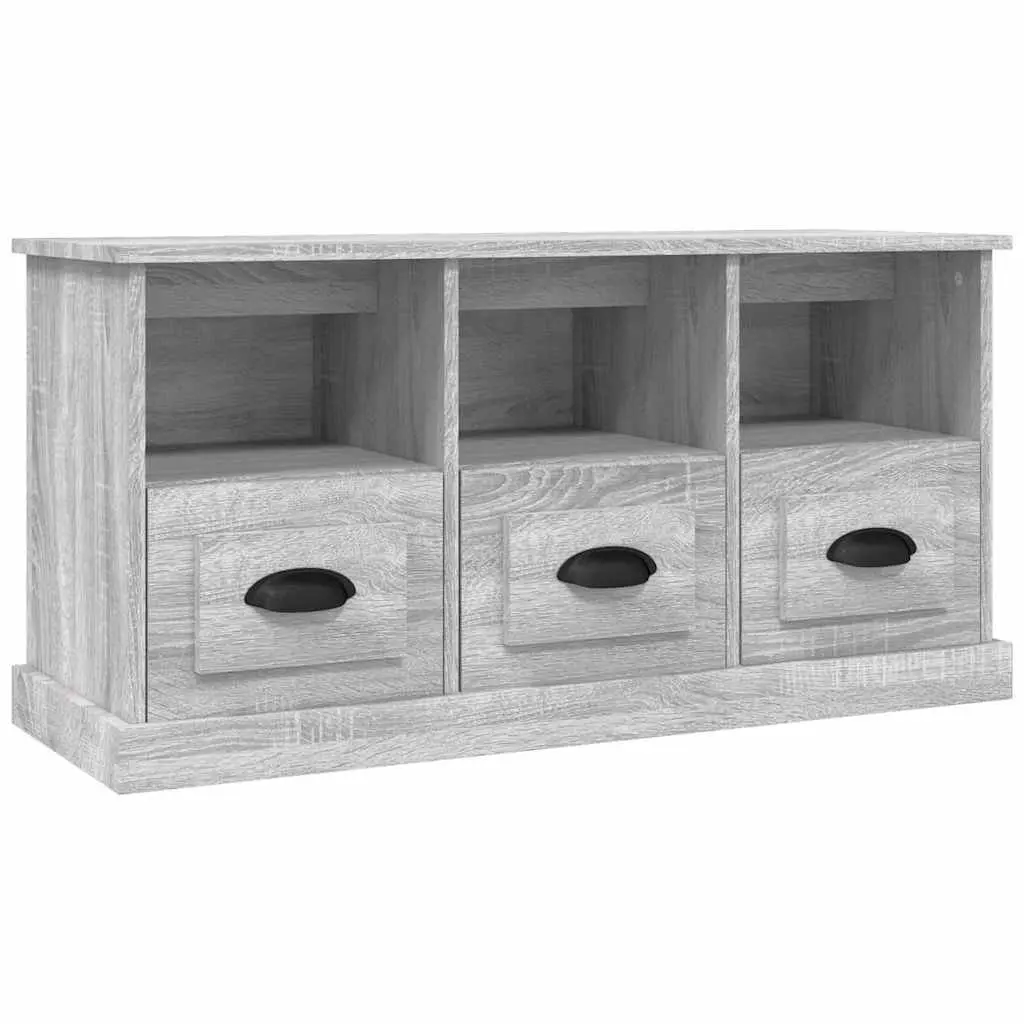 TV Cabinet Storage Unit with Drawers Open Compartments 100x35x50cm Grey Sonoma