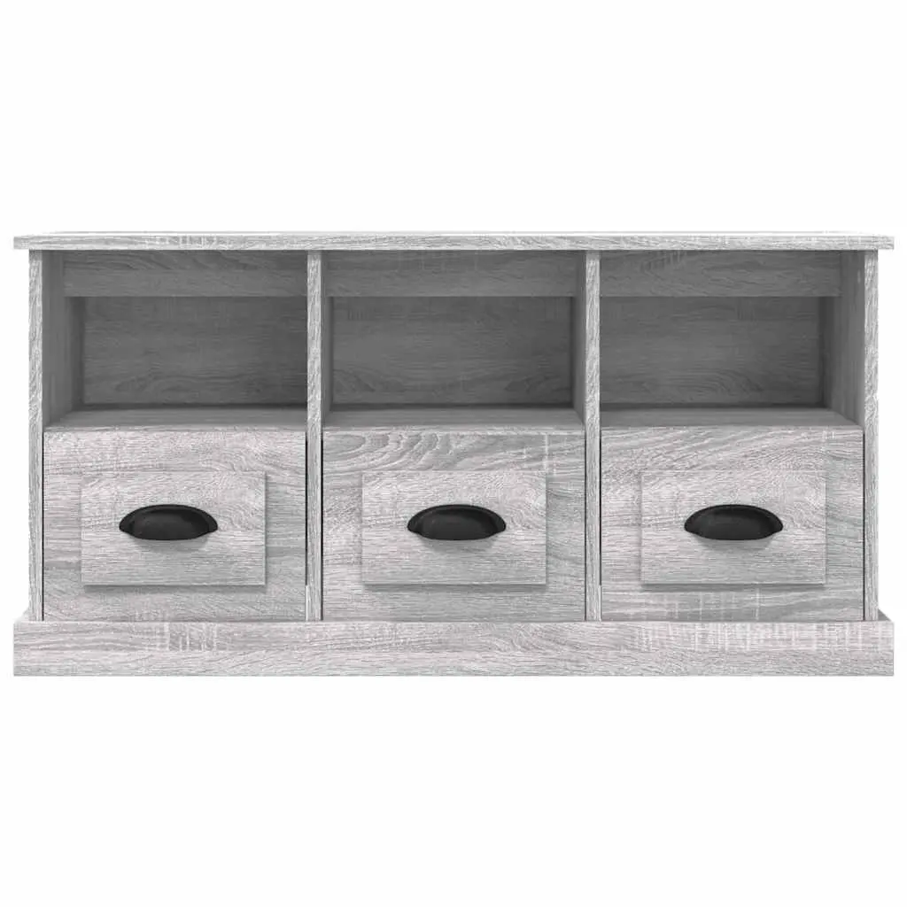 TV Cabinet Storage Unit with Drawers Open Compartments 100x35x50cm Grey Sonoma