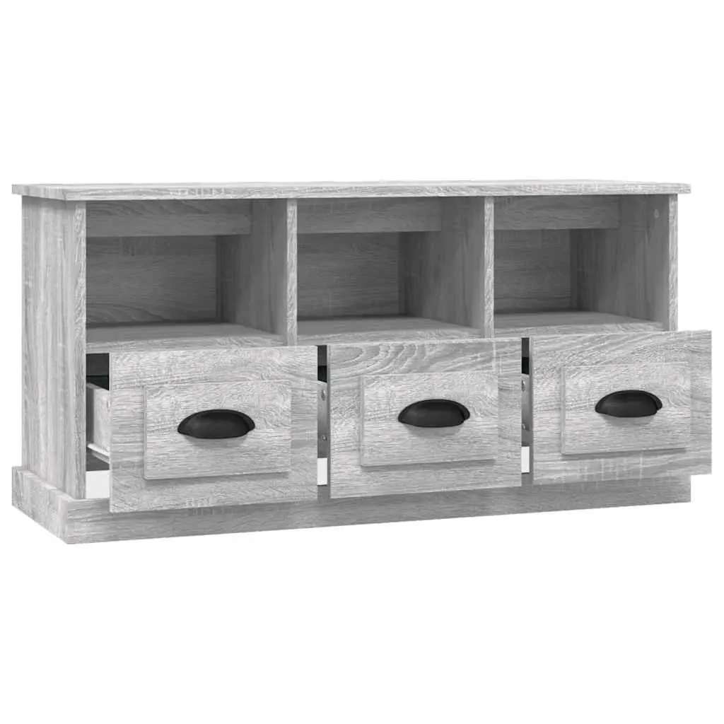 TV Cabinet Storage Unit with Drawers Open Compartments 100x35x50cm Grey Sonoma