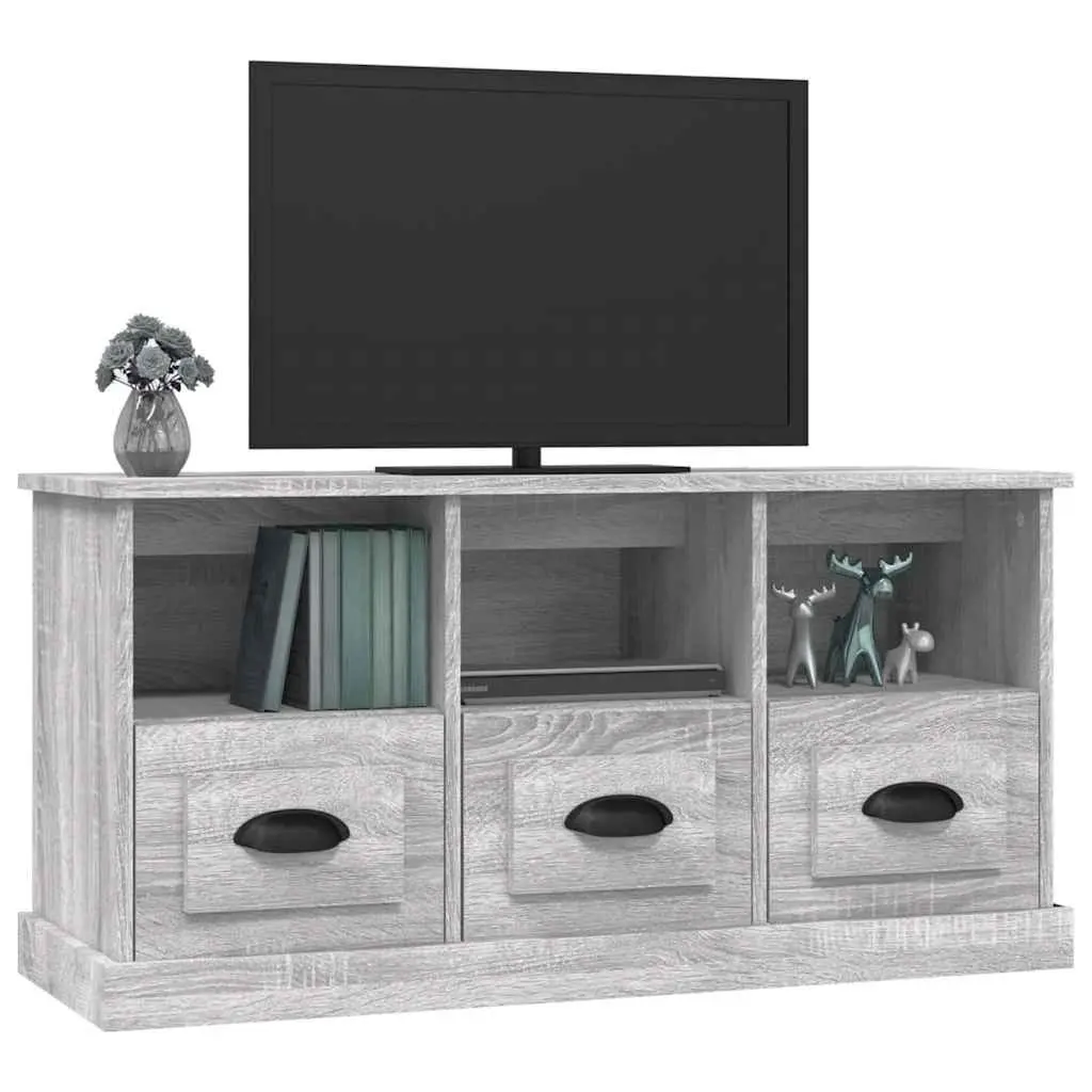TV Cabinet Storage Unit with Drawers Open Compartments 100x35x50cm Grey Sonoma