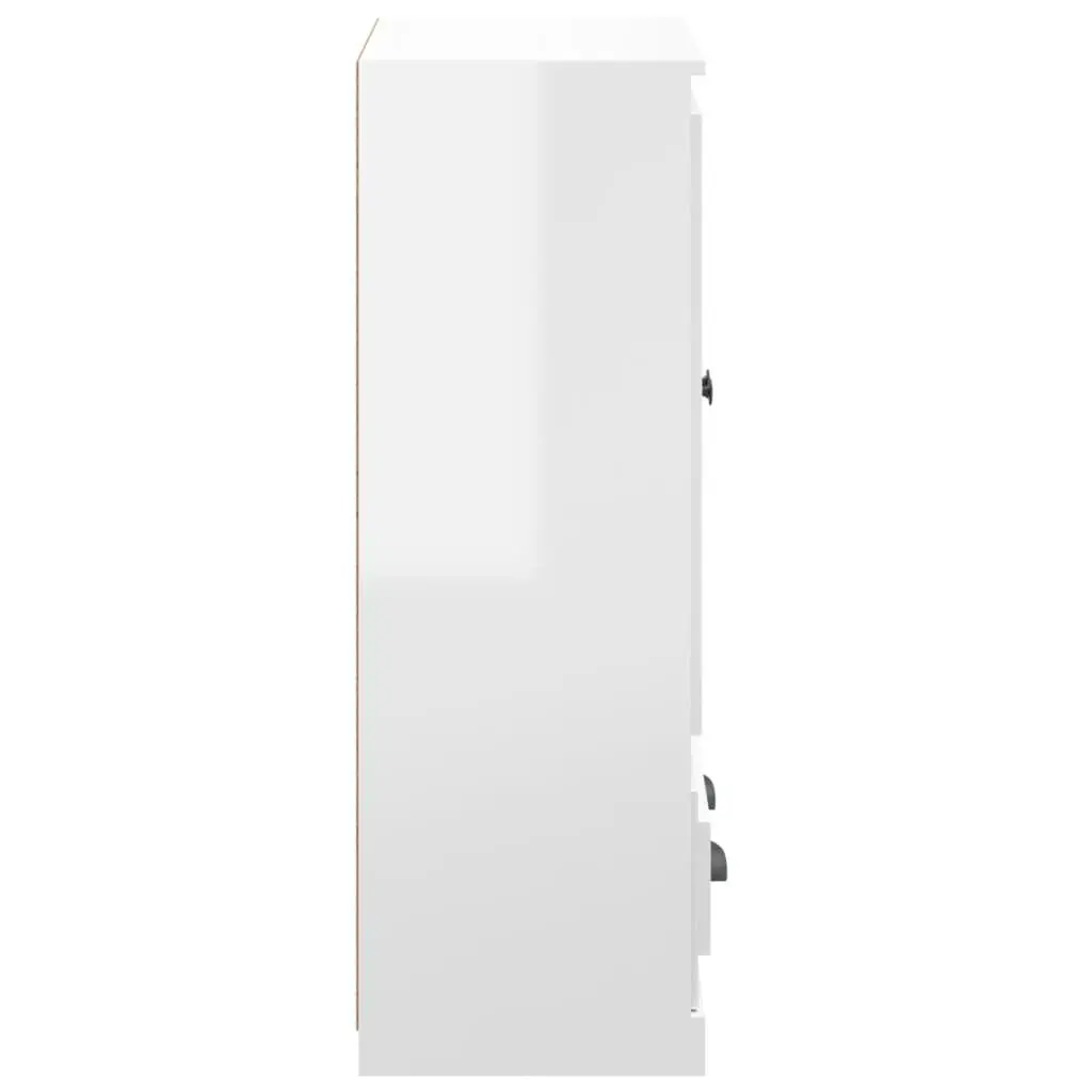 White High Gloss Highboard Storage Cabinet Sideboard Engineered Wood Furniture