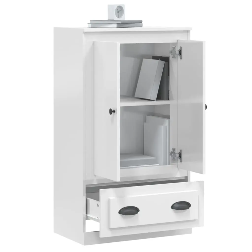 White High Gloss Highboard Storage Cabinet Sideboard Engineered Wood Furniture