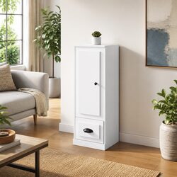 White Highboard Storage Cabinet Engineered Wood Sideboard Buffet Furniture