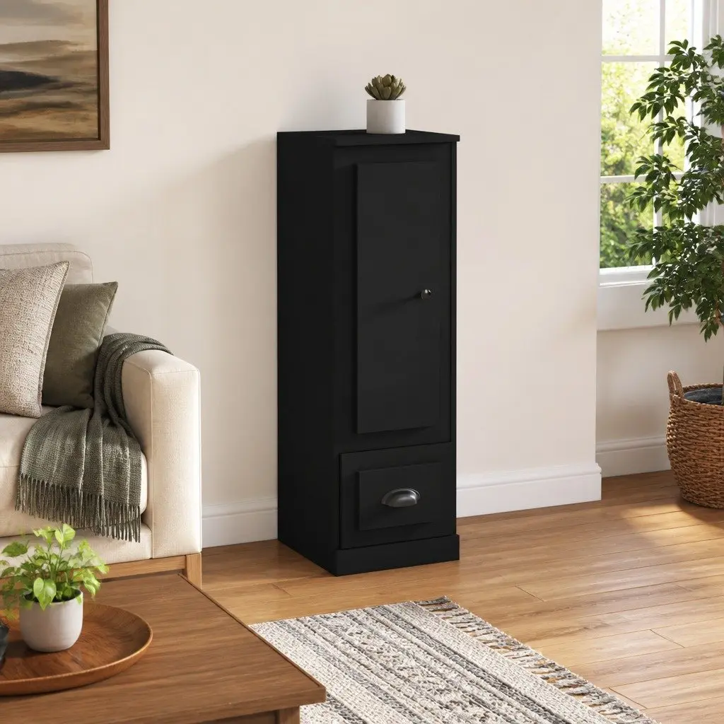 Highboard Sideboard Storage Cabinet Engineered Wood 36 x 35.5 x 103.5 cm Black