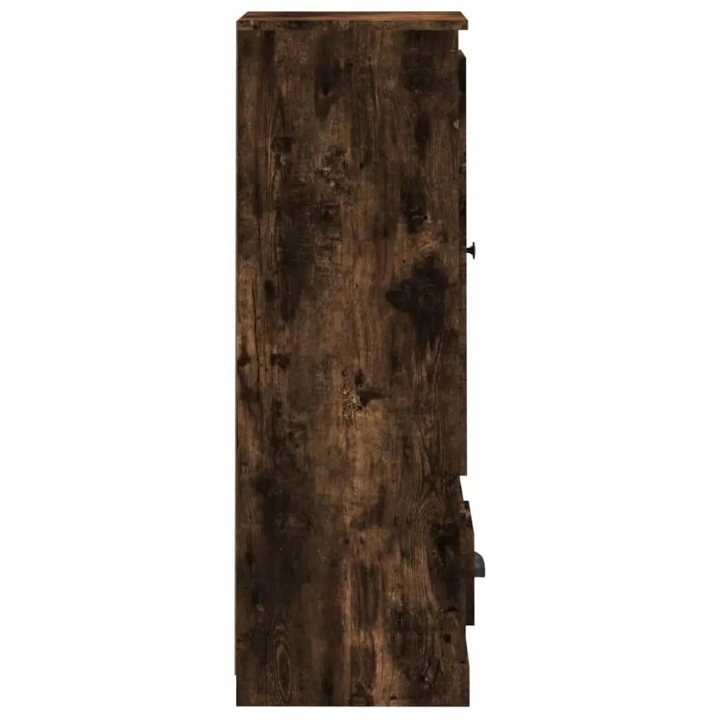Brown Highboard Smoked Oak Storage Cabinet Sideboard Buffet Display Cupboard