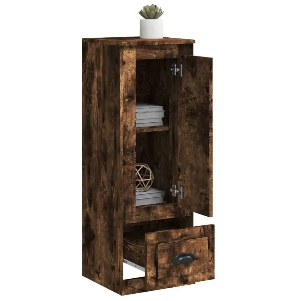 Brown Highboard Smoked Oak Storage Cabinet Sideboard Buffet Display Cupboard
