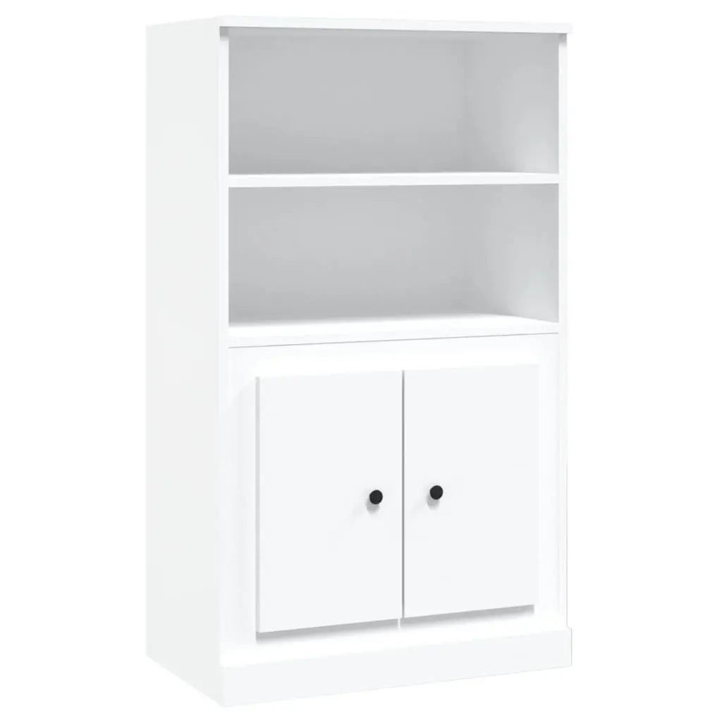 White Highboard Storage Unit with Display Surface