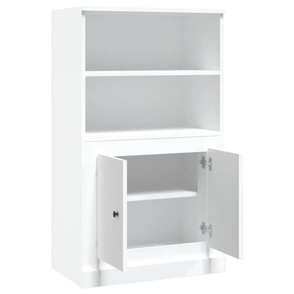 White Highboard Storage Unit with Display Surface