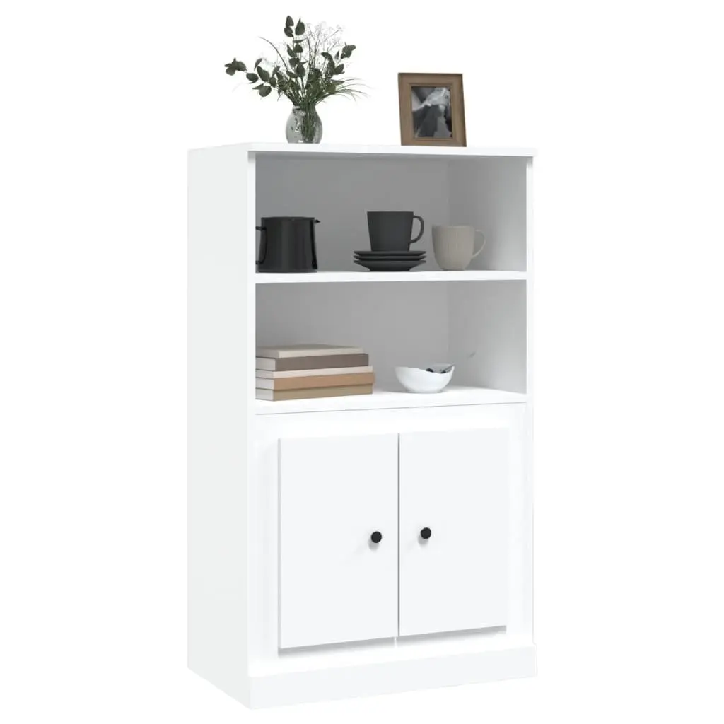 White Highboard Storage Unit with Display Surface