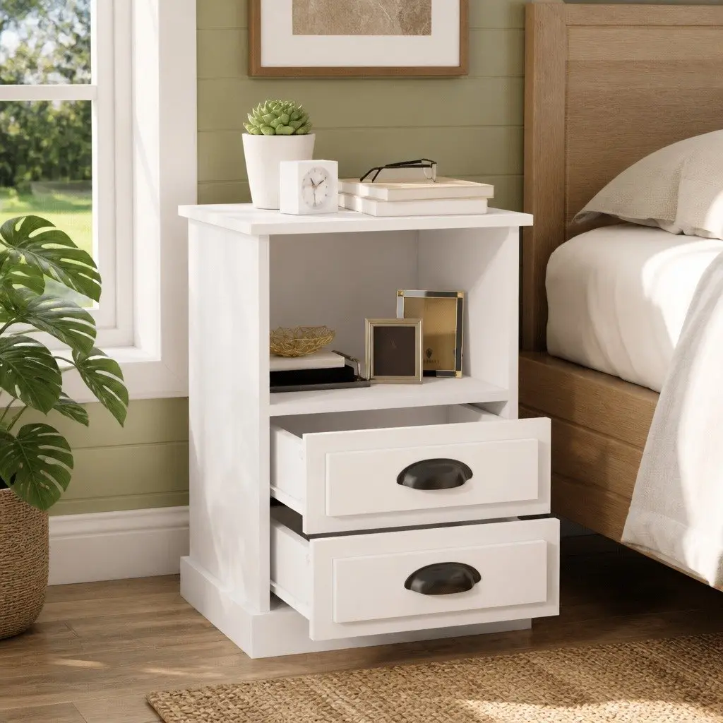 Bedside Cabinets Storage 43x36x60 cm White 2 Piece