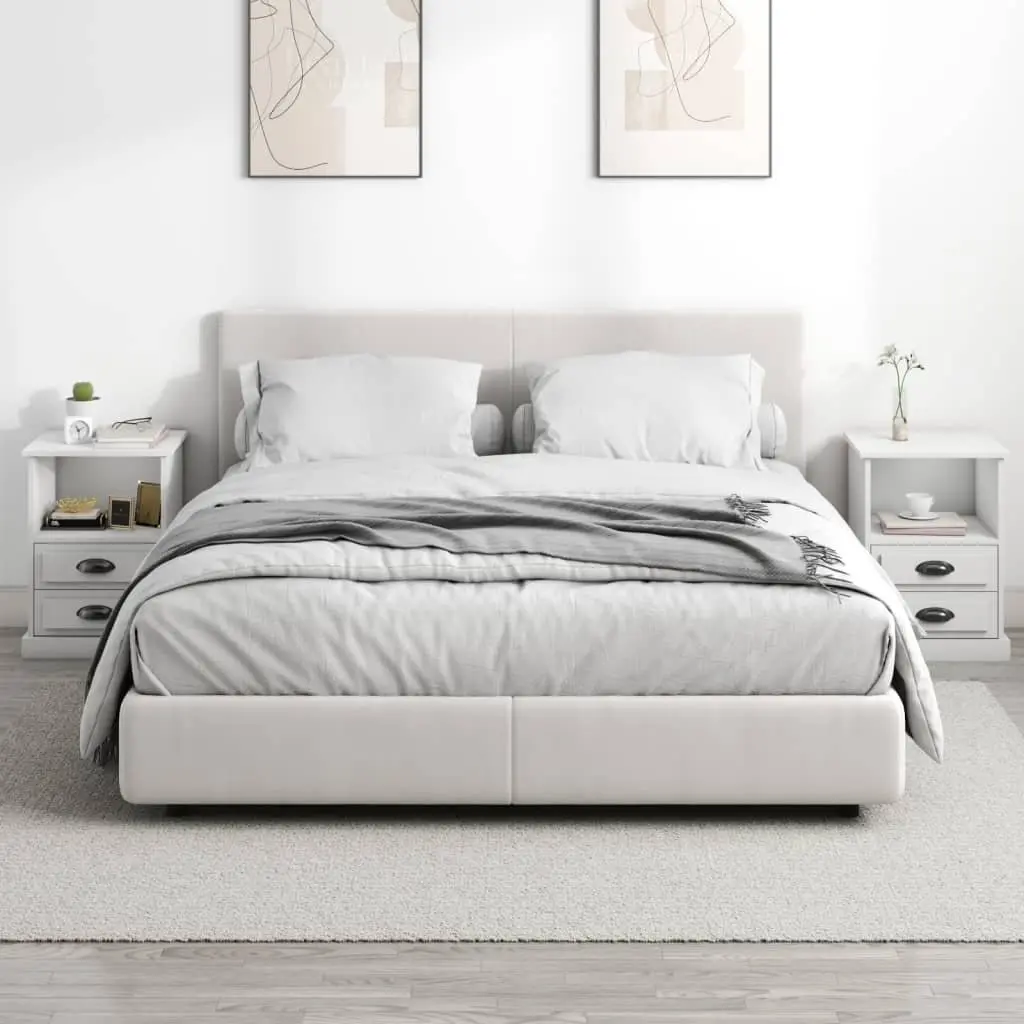 Bedside Cabinets Storage 43x36x60 cm White 2 Piece