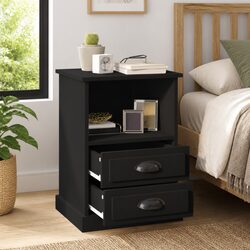 Bedside Cabinets 2 pcs Black 43x36x60 cm Nightstand Drawers Storage