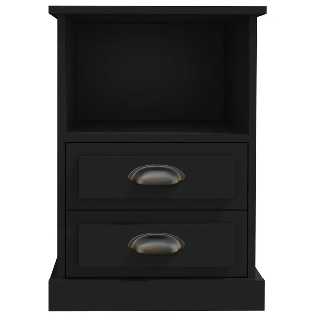 Black Bedside Cabinets Set with Storage Drawers