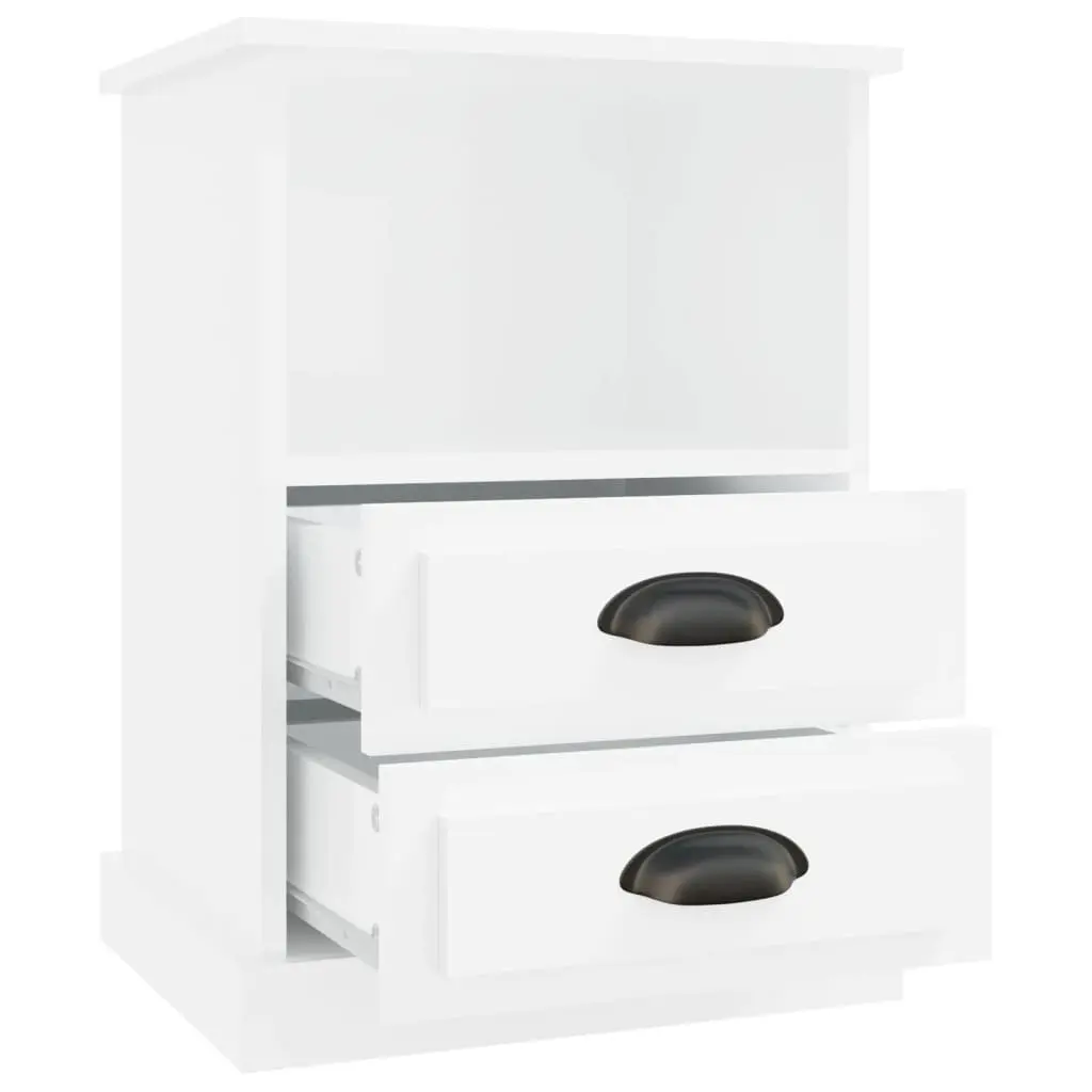Bedside Cabinets 2 pcs White High Gloss Storage Drawers Nightstand Side Table