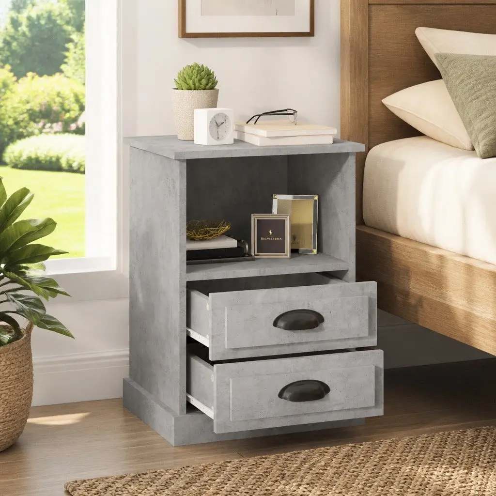 Grey Bedside Cabinet with Drawers