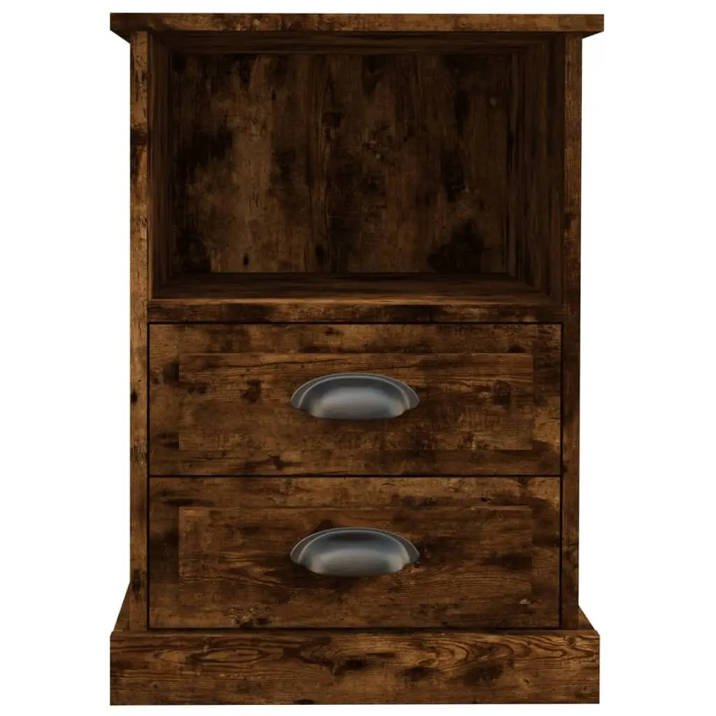 Bedside Cabinets Storage 43x36x60 cm Brown 2 Drawers Open Compartment