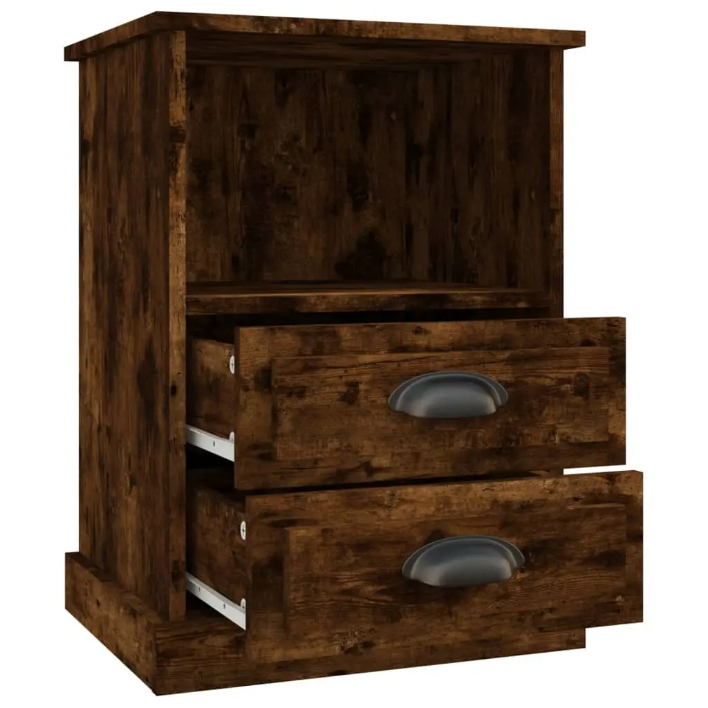 Bedside Cabinets Storage 43x36x60 cm Brown 2 Drawers Open Compartment