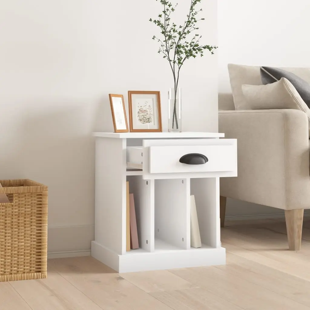 Bedside Cabinet White Drawer Storage 43x36x50 cm Nightstand Side Table