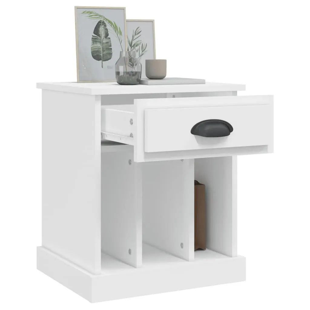Bedside Cabinet White Drawer Storage 43x36x50 cm Nightstand Side Table