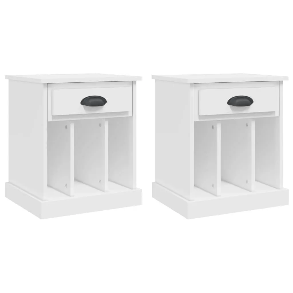 Bedside Cabinet White Nightstand Drawer Storage Compartments Side Table