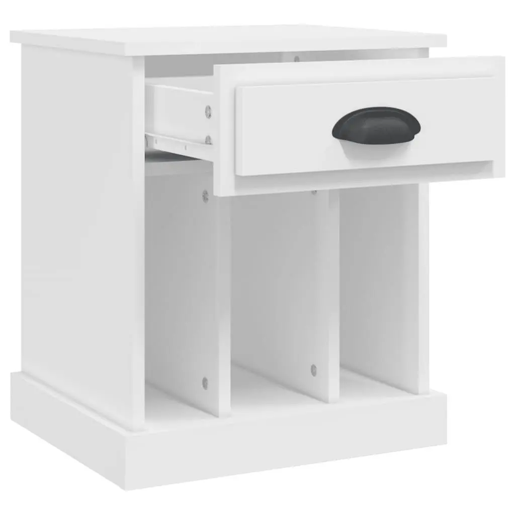 Bedside Cabinet White Nightstand Drawer Storage Compartments Side Table