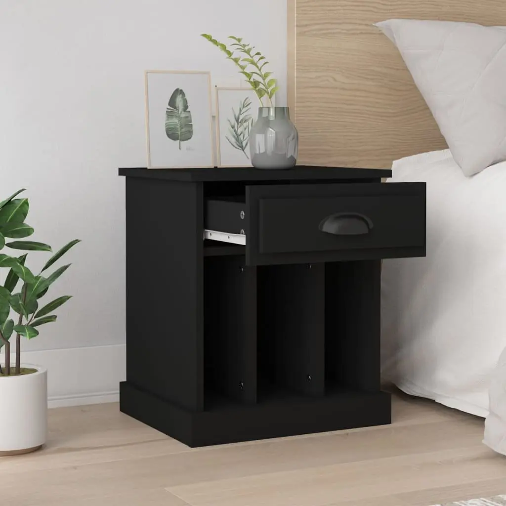Black Bedside Cabinet with Storage Solutions
