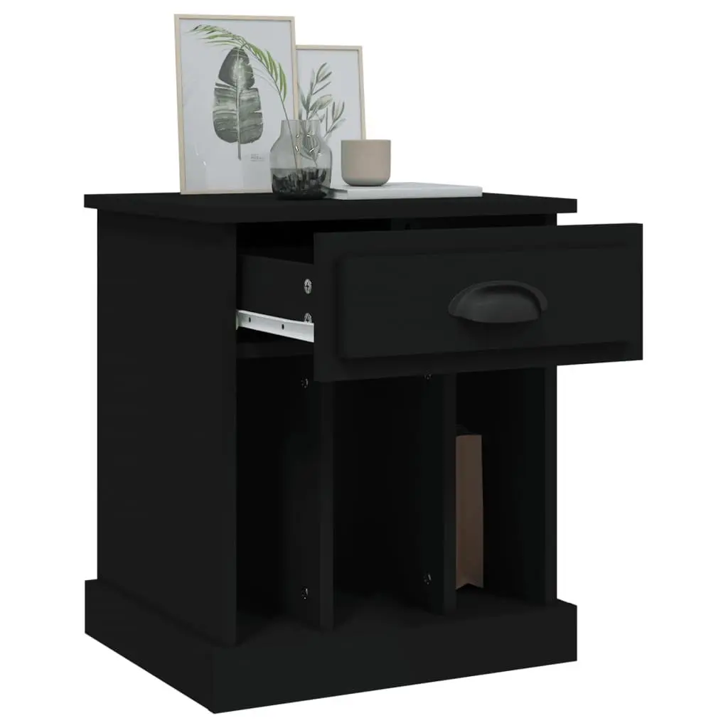 Black Bedside Cabinet with Storage Solutions