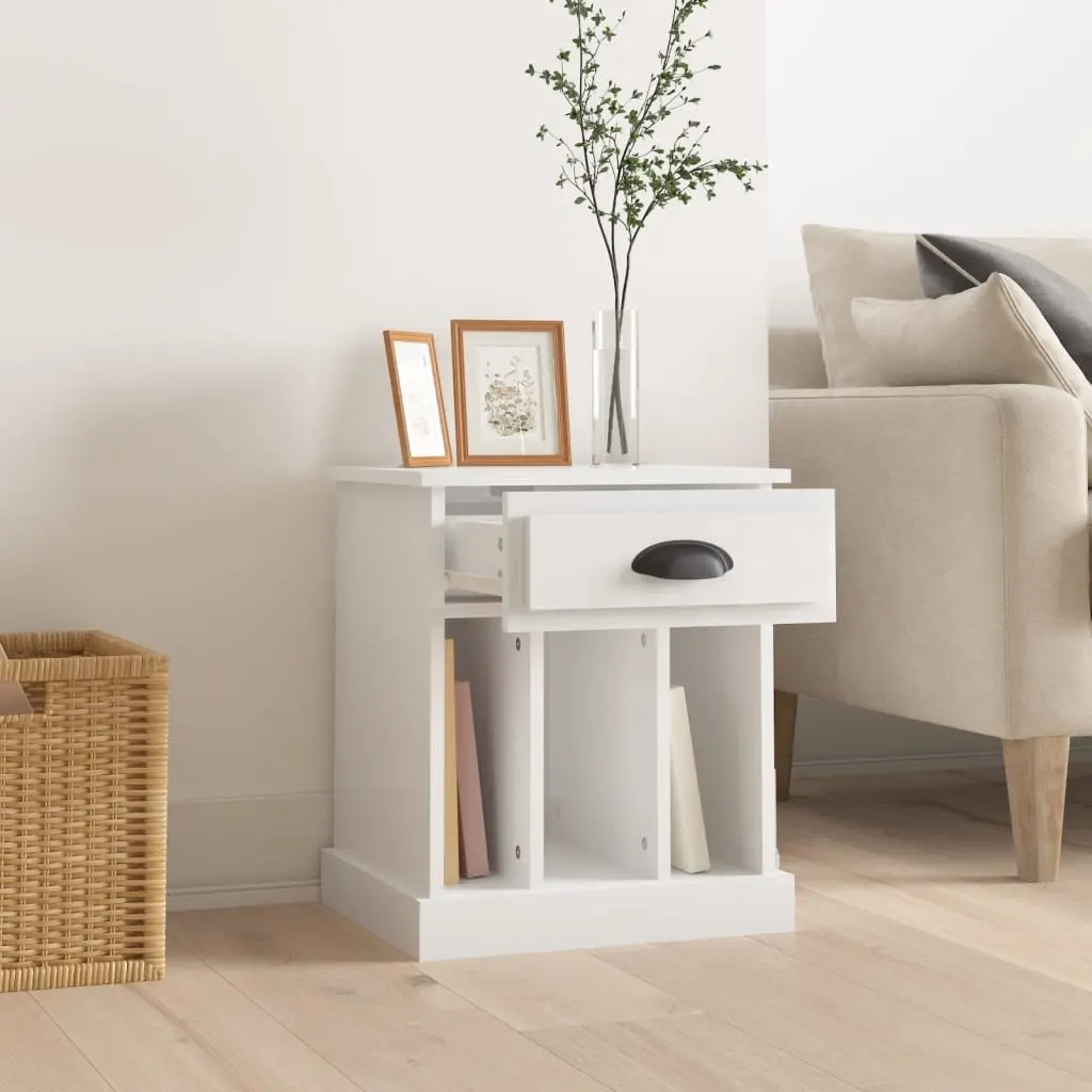White Bedside Cabinet with Ample Storage