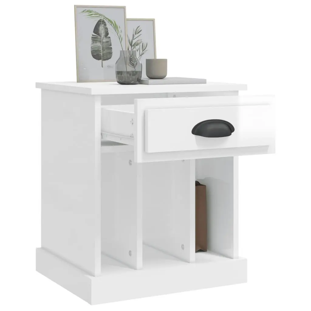 White Bedside Cabinet with Ample Storage