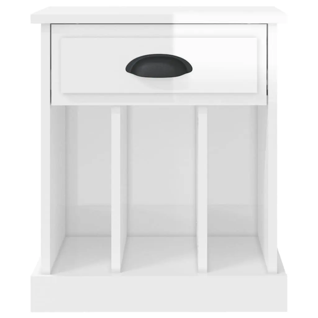 Bedside Cabinets 2 pcs High Gloss White Storage Nightstand Drawers Compartments
