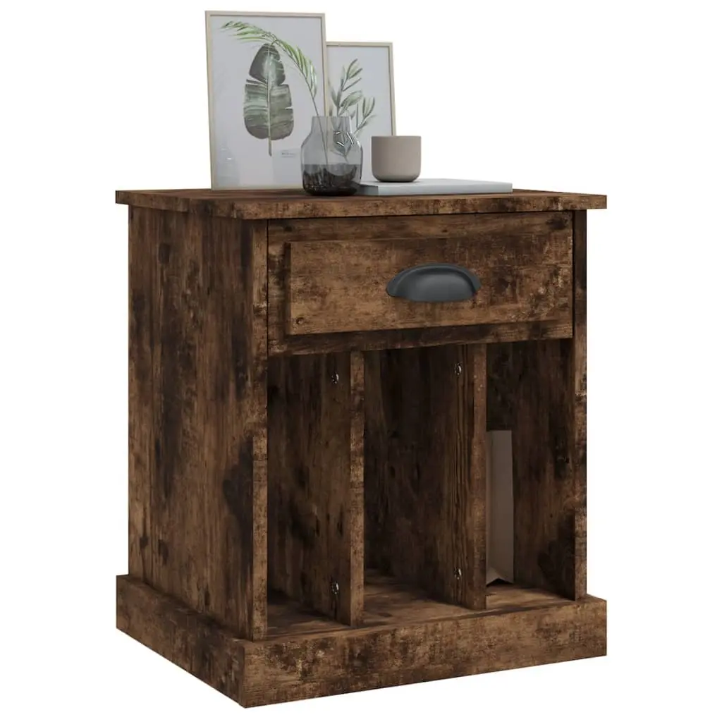 Bedside Cabinets 2 pcs Brown Drawer Storage Compartments Nightstand Side Table