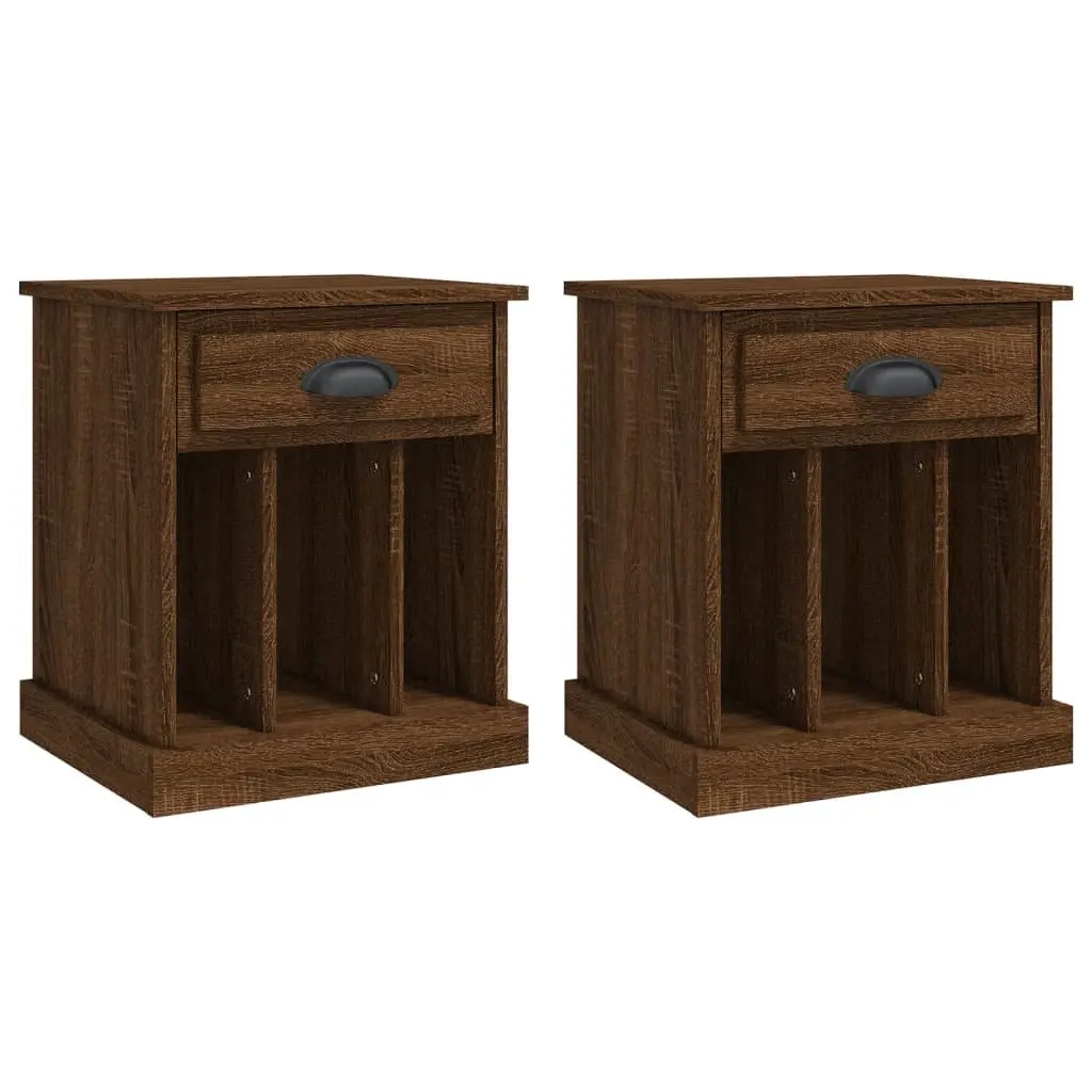 Bedside Cabinet Brown Oak 43x36x50cm Nightstand Drawer Storage Compartments